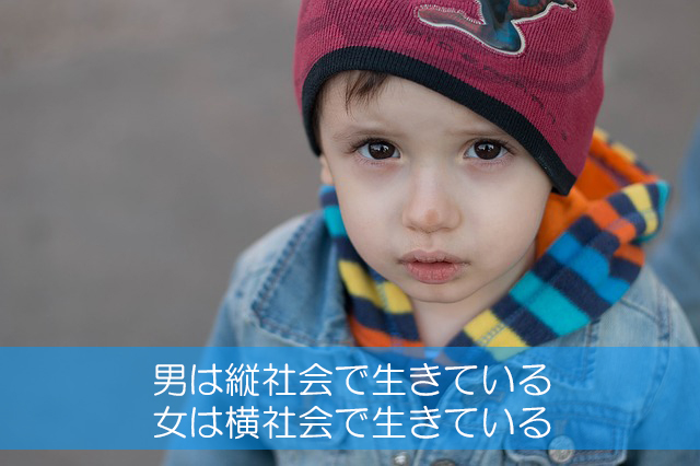 ４．男は縦社会で生きている／女は横社会で生きている